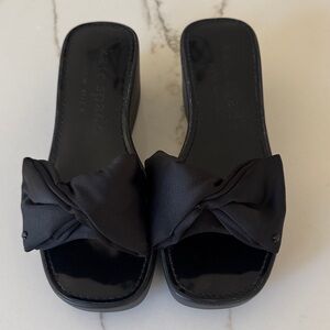 kate spade Black Knotted Slide Sandals